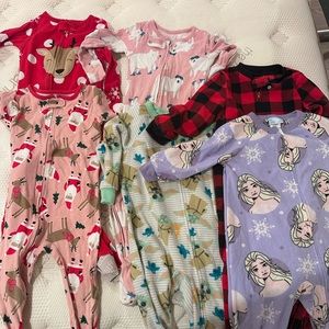 Toddler Christmas footed pajamas 2t bundle